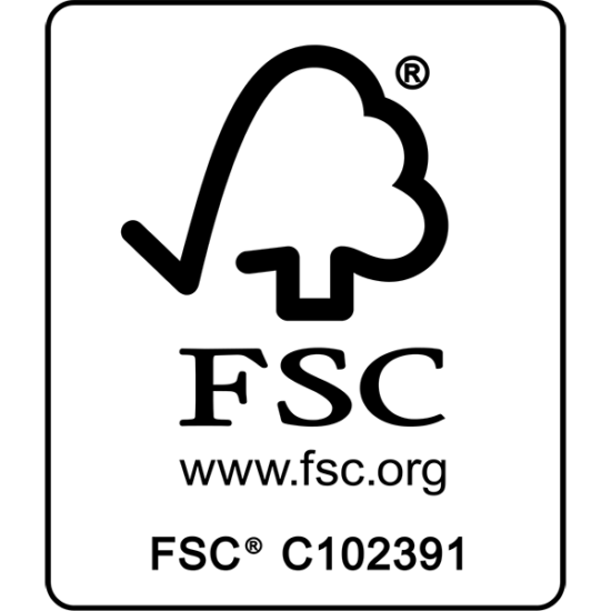 Logo FSC, Forest Stewardship Council, zur Förderung einer umweltfreundlichen, sozialförderlichen und ökonomisch tragfähigen Bewirtschaftung von Wäldern.